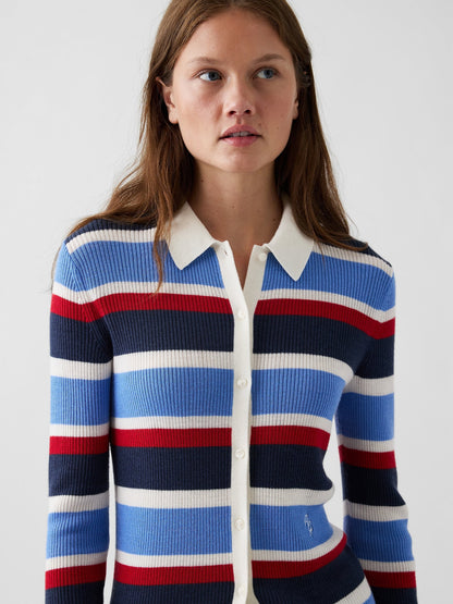 Mavi Gap × Malbon Çizgili Polo Hırka