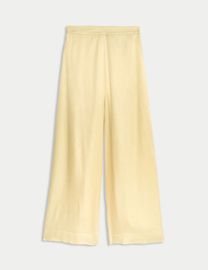 Cupro Karışımlı Geniş Paça Pantolon