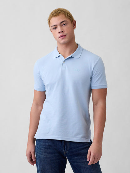Açık Mavi Gap Logo Piqué Polo Yaka T-shirt