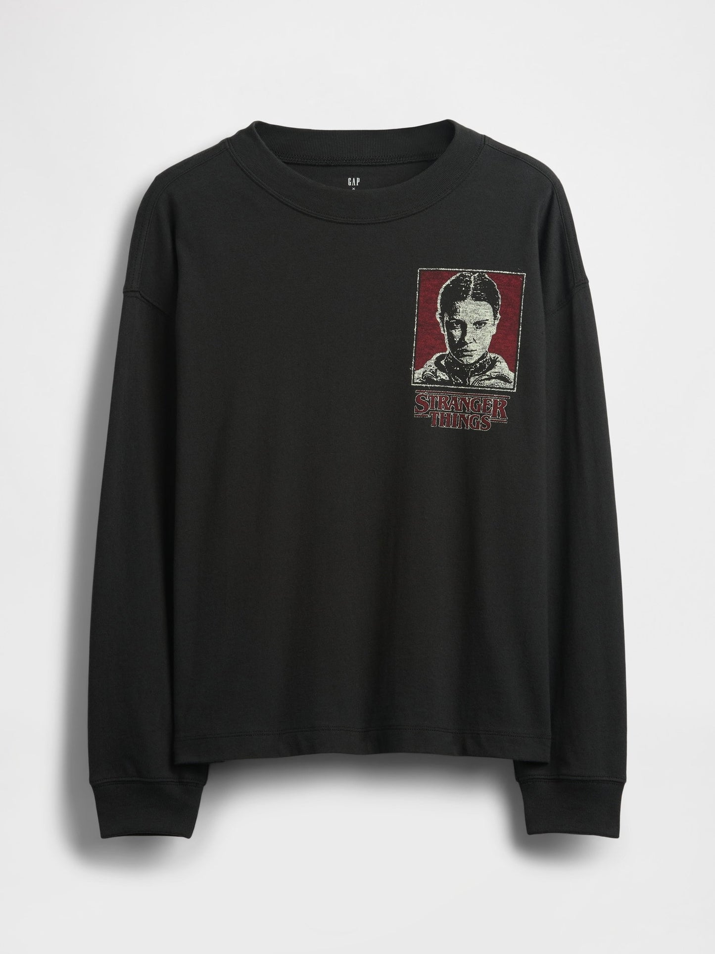 Siyah Stranger Things Grafik Baskılı T-shirt