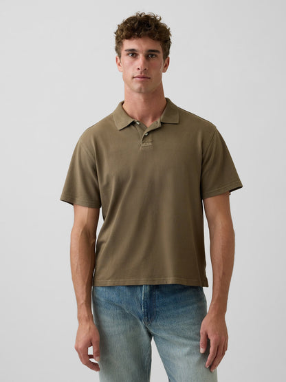 Haki Relaxed Pique Polo T-shirt