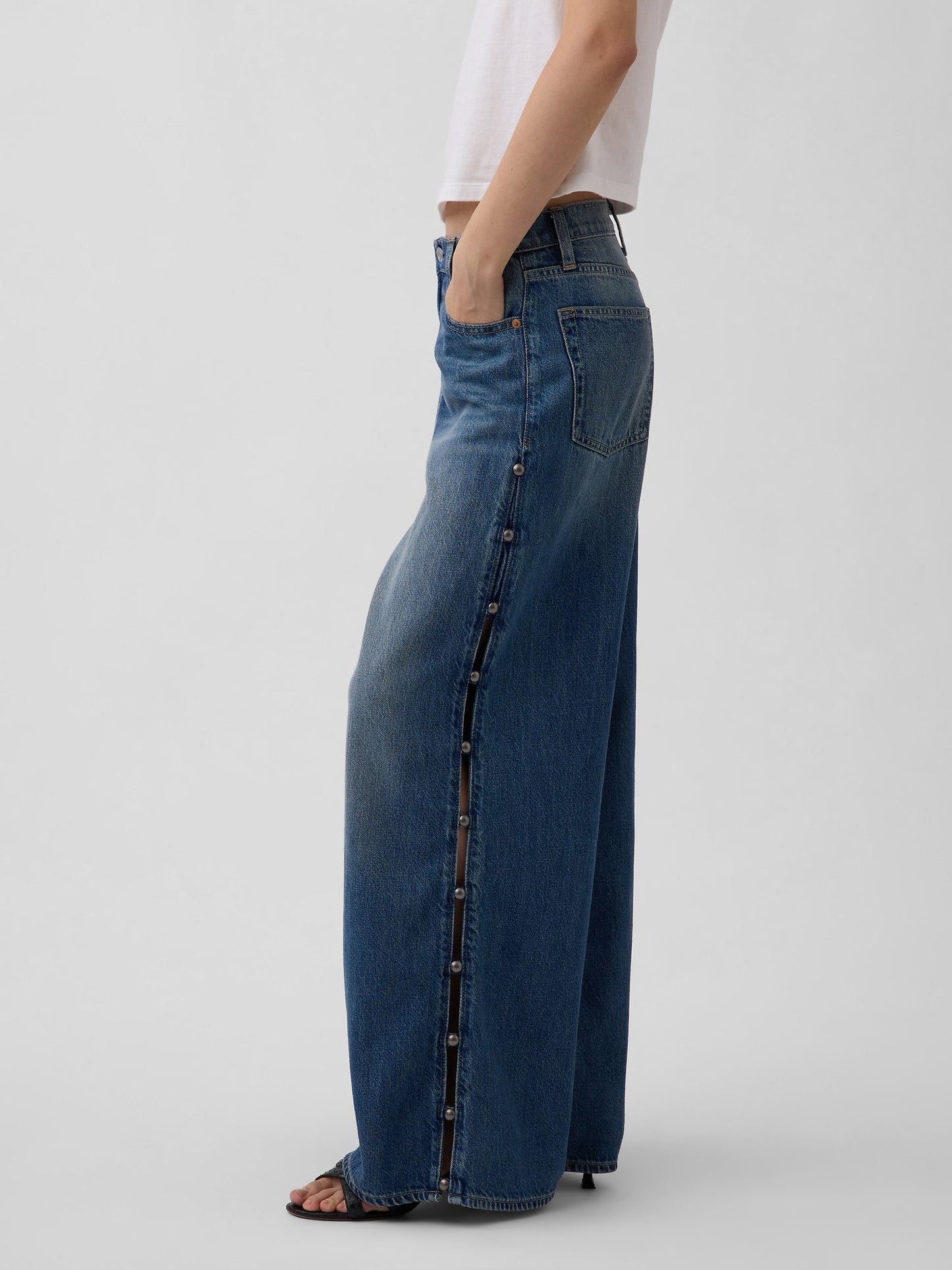 Mavi Mid Rise Ultrasoft Studded Baggy Jean Pantolon