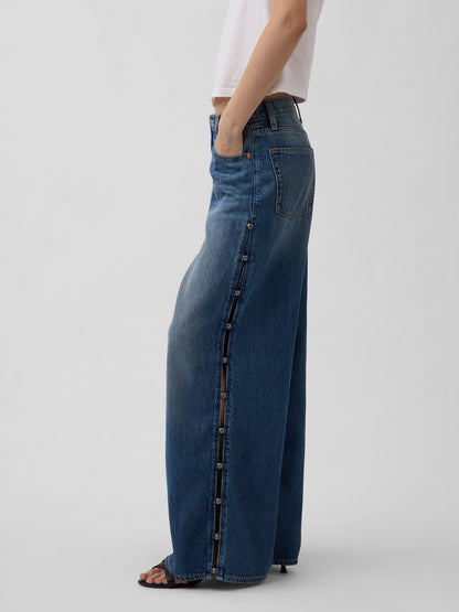 Mavi Mid Rise Ultrasoft Studded Baggy Jean Pantolon