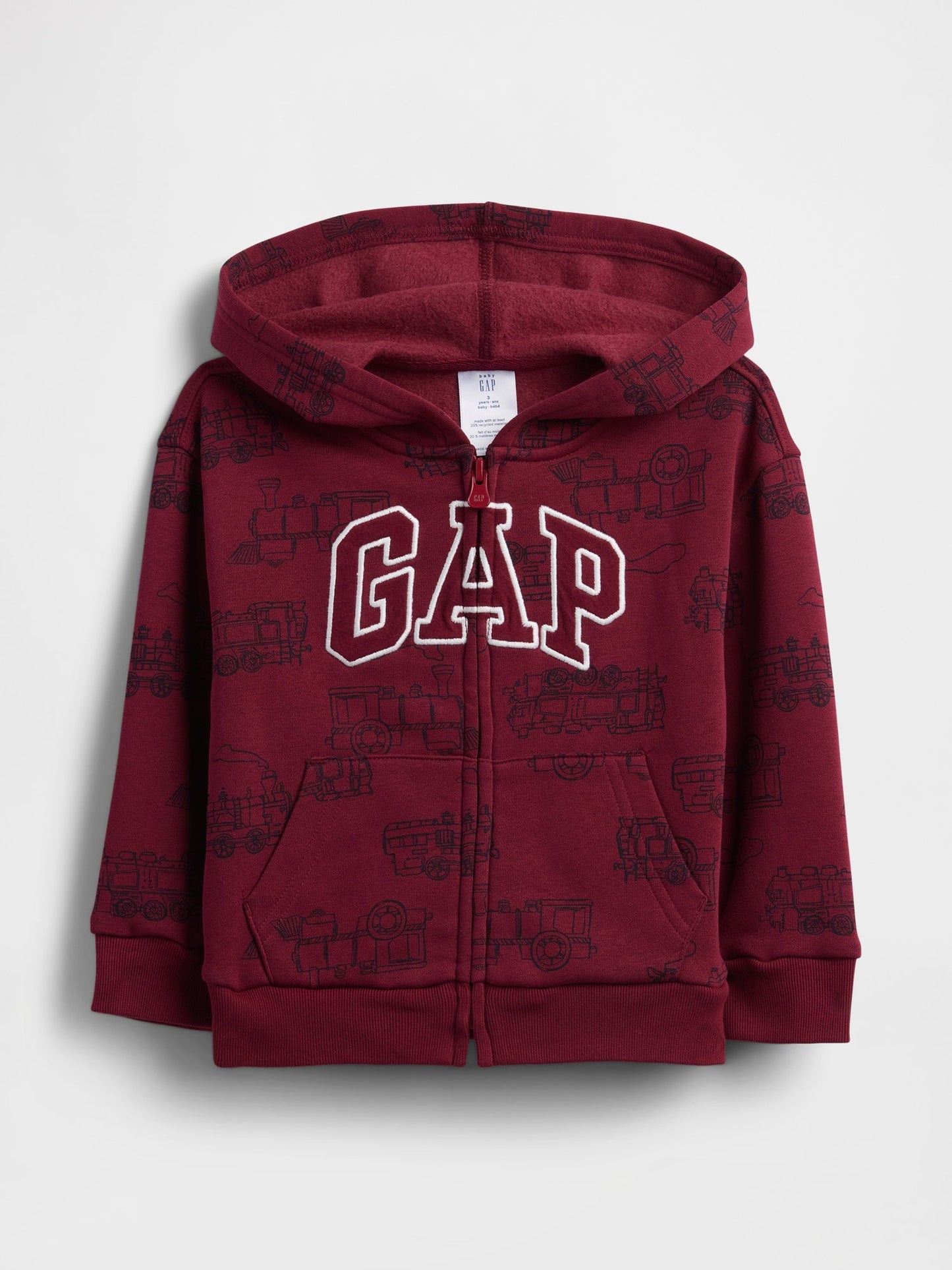Bordo Gap Easy Logo Baskılı Fermuarlı Sweatshirt