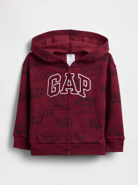 Bordo Gap Easy Logo Baskılı Fermuarlı Sweatshirt