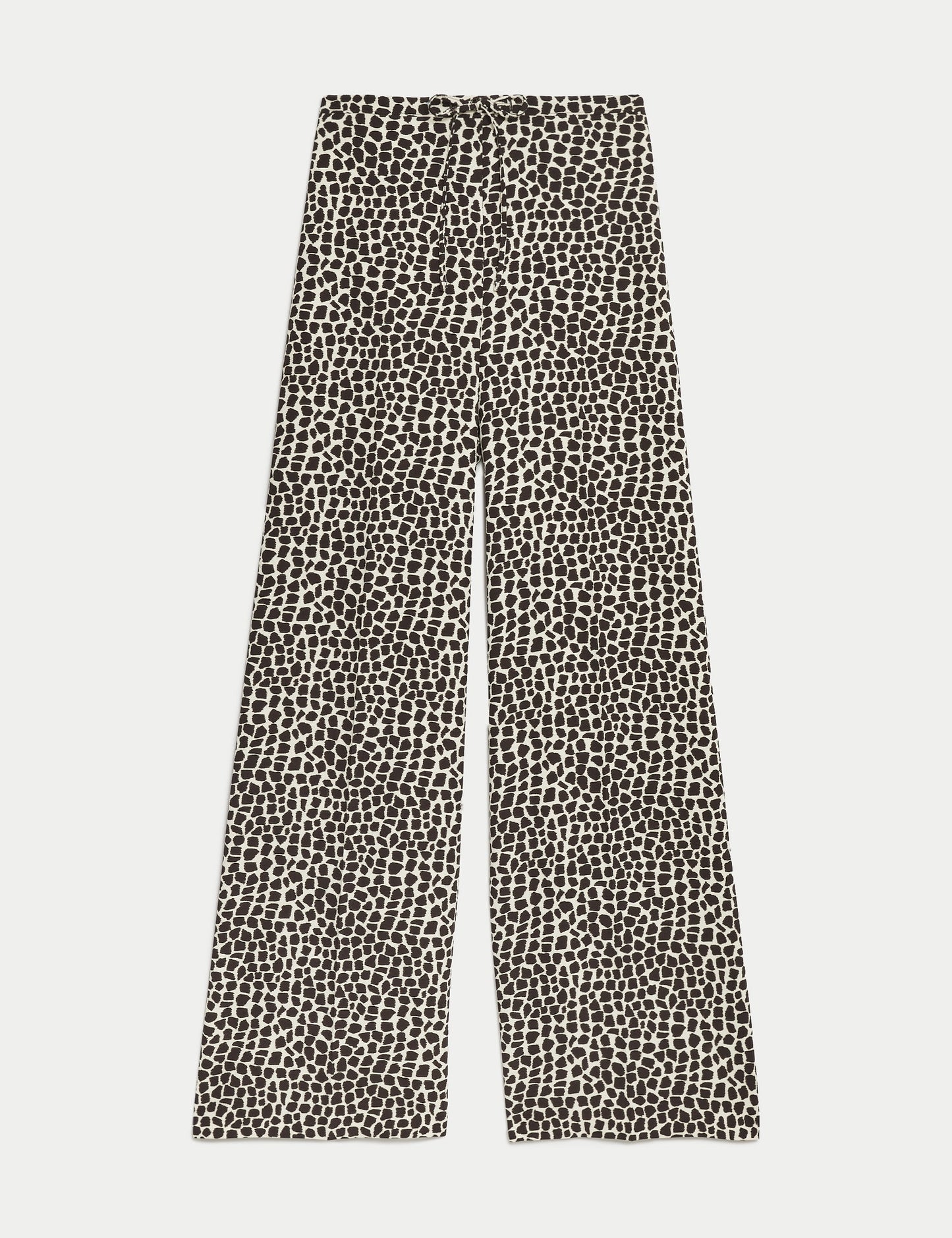 Yüksek Bel Desenli Wide Leg Pantolon