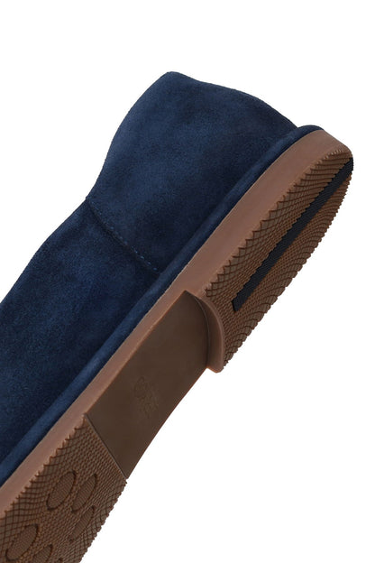 Erkek Lacivert Süet Deri Loafer