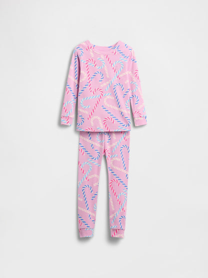 Pembe Organik Brushed Pamuklu Holiday Pijama Takımı