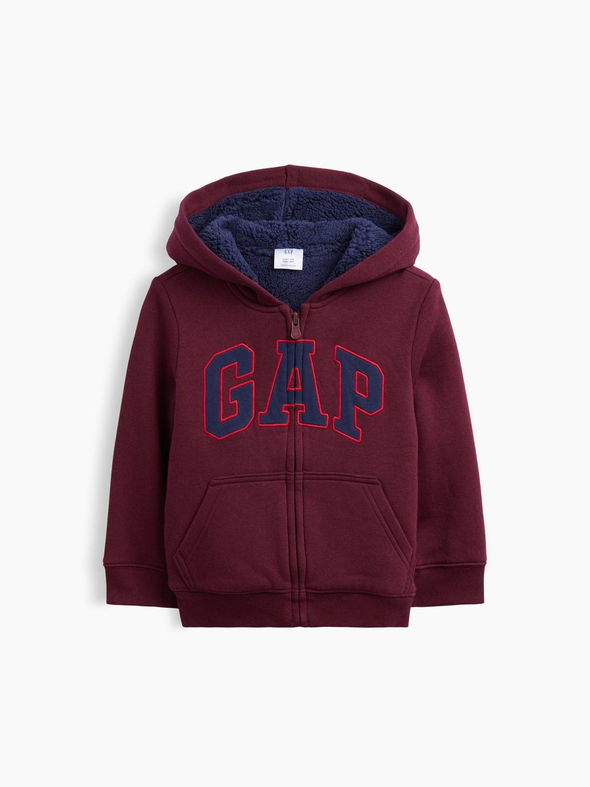 Bordo Sherpa Astarlı Logo Fermuarlı Sweatshirt