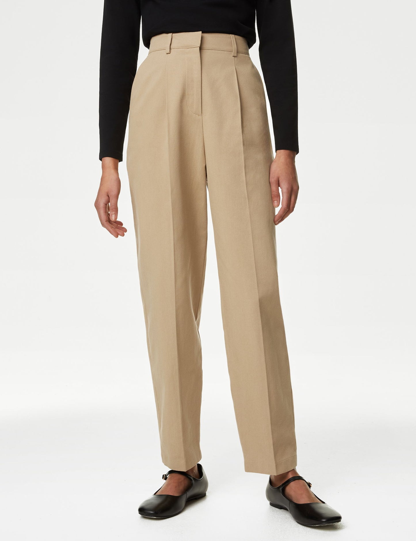 Regular Fit Yüksek Bel Chino Pantolon