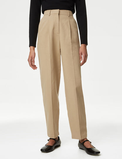 Regular Fit Yüksek Bel Chino Pantolon