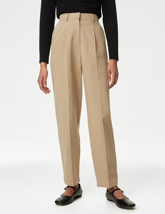 Regular Fit Yüksek Bel Chino Pantolon