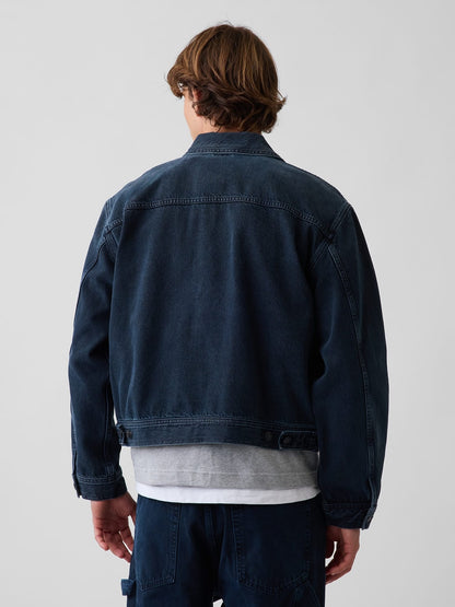 Koyu Mavi Denim Boxy Workwear Ceket