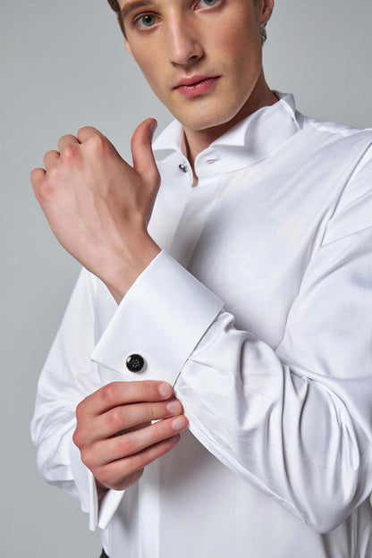 Damat Slim Fit Beyaz Düz %100 Pamuk Nano Care Smokin Gömlek