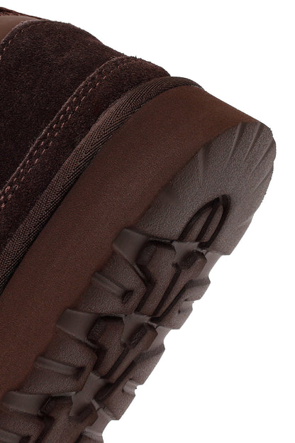 Kadın Kahverengi Bağcıklı Kalın Tabanlı Tüylü Süet Deri Teddy Sneaker