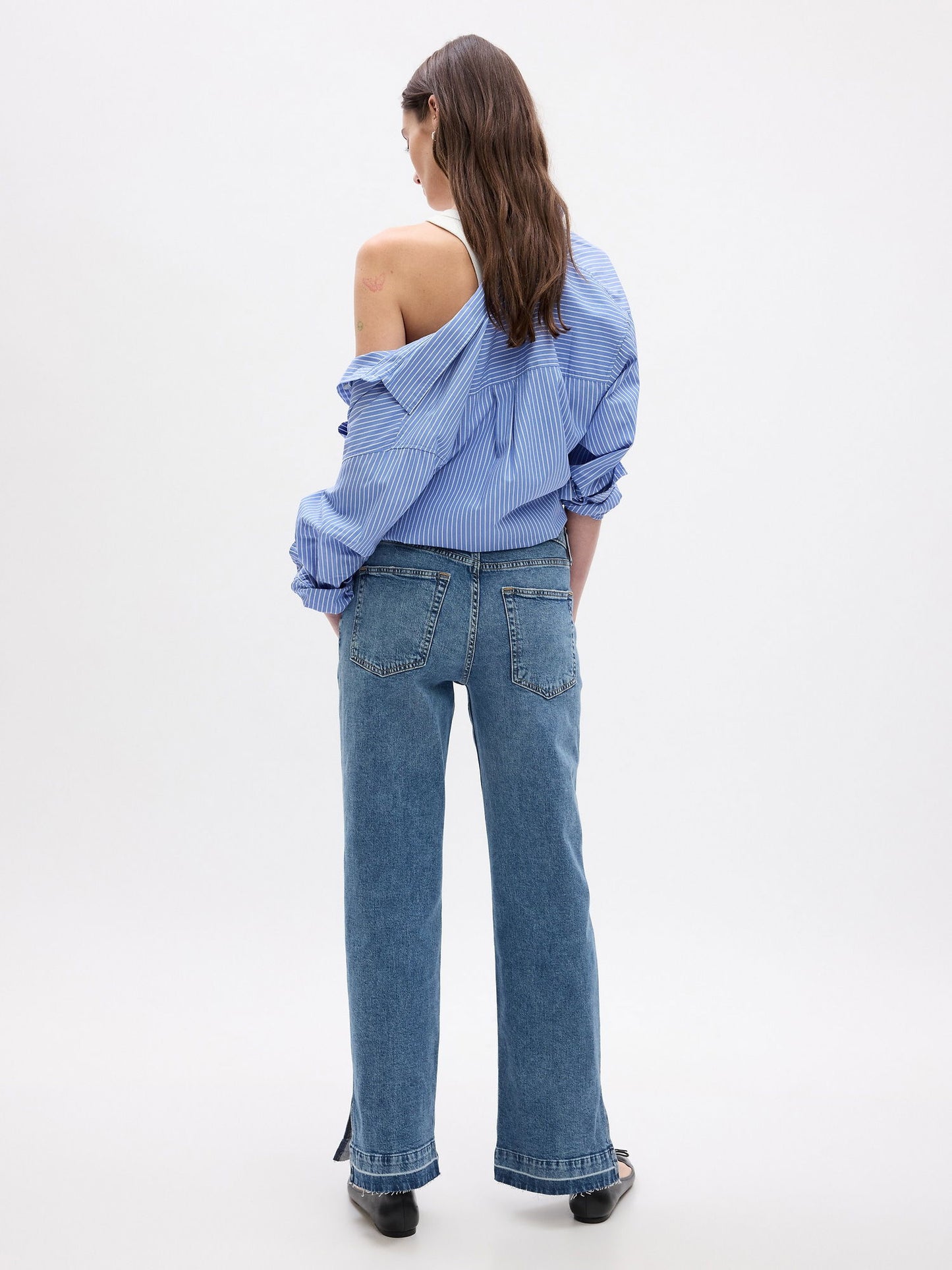 Koyu Mavi Mid Rise Cotton '90s Loose Jean Pantolon