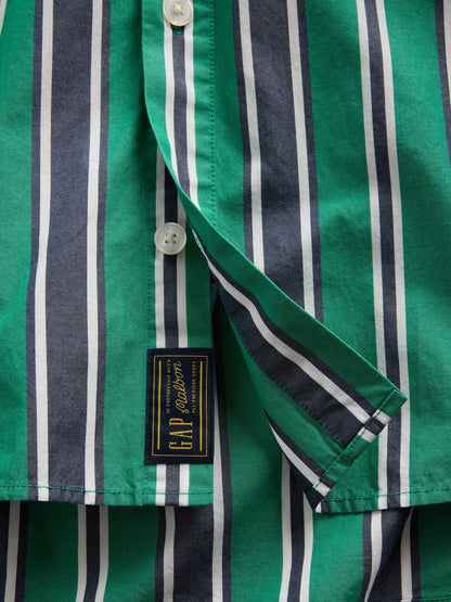 Yeşil Gap × Malbon Poplin Çizgili Gömlek