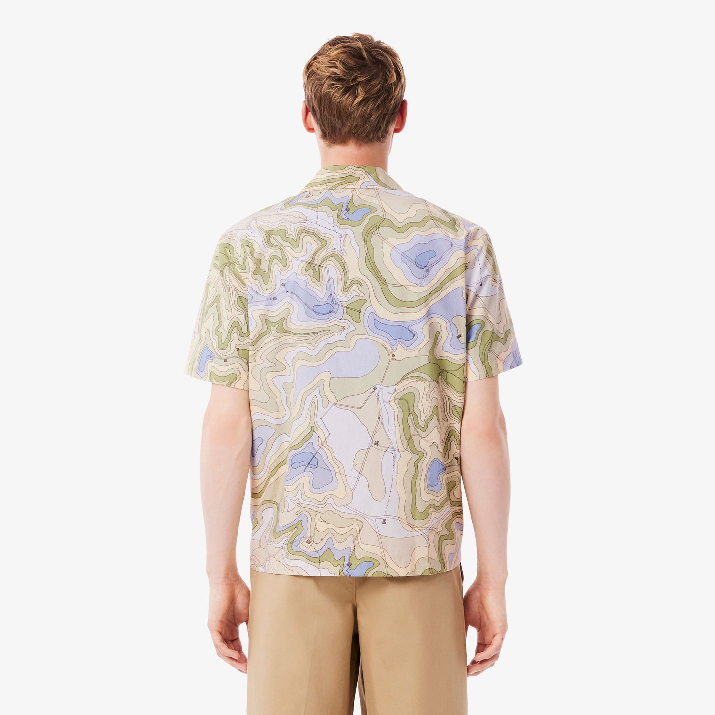 Lacoste Erkek Relaxed Fit Kısa Kollu Desenli Bej Gömlek