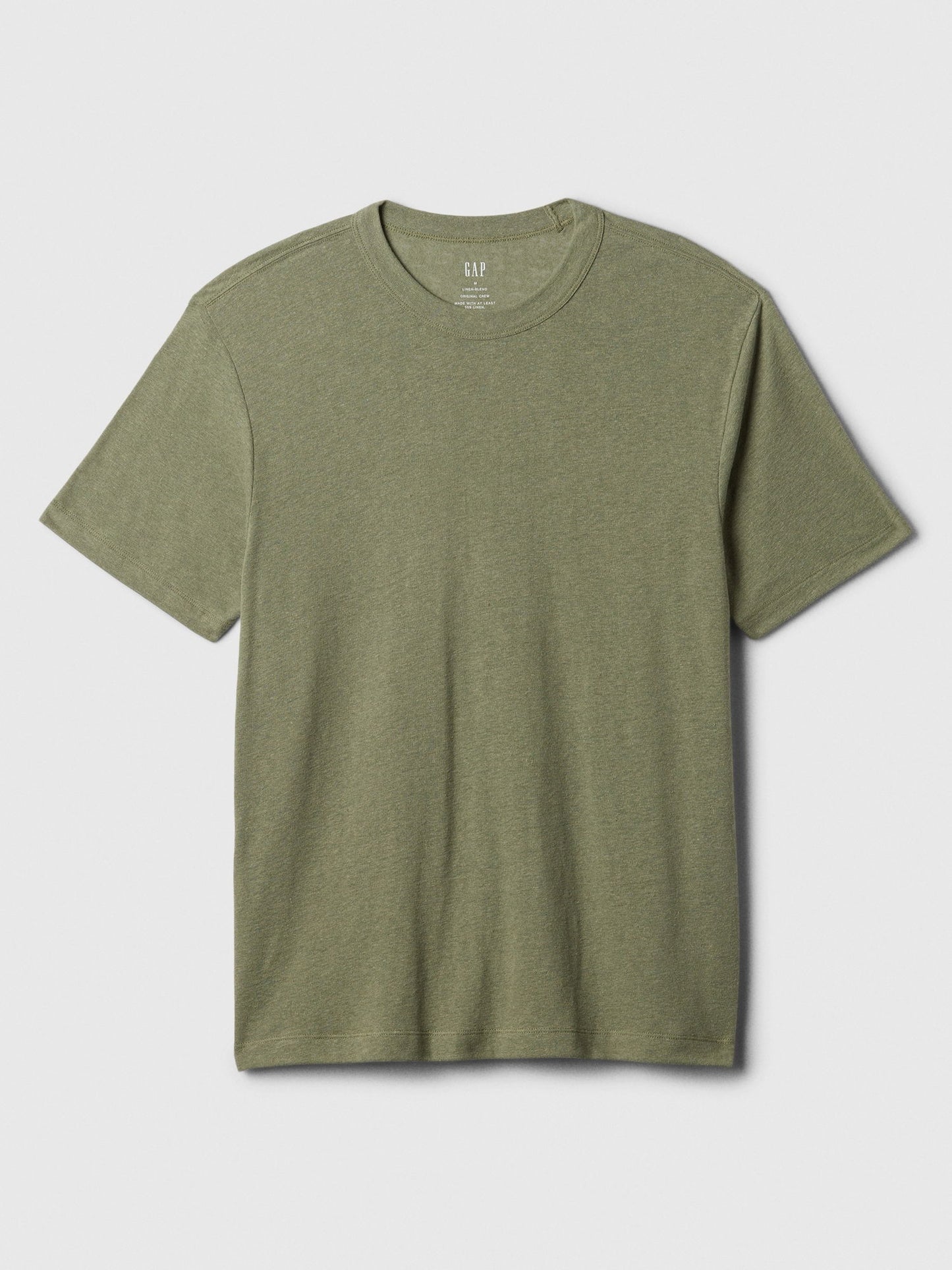 Haki Keten Karışımlı T-shirt