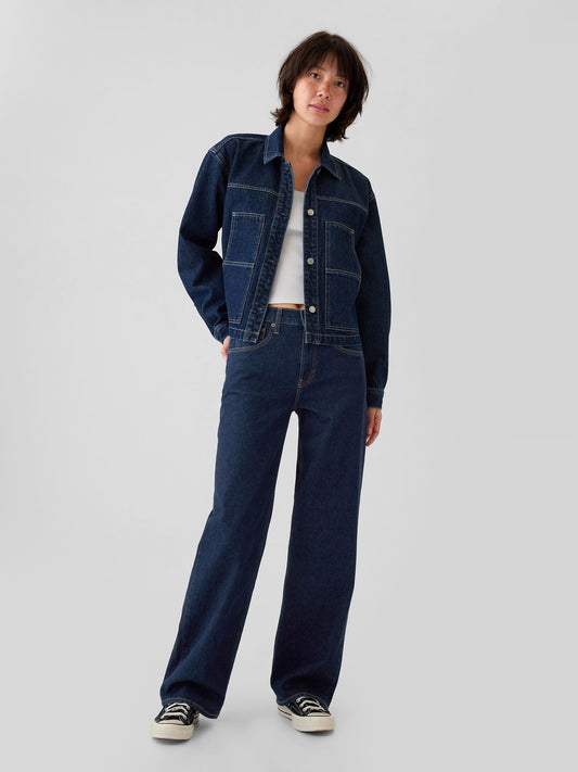 Lacivert Mid Rise '90s Loose Jean Pantolon