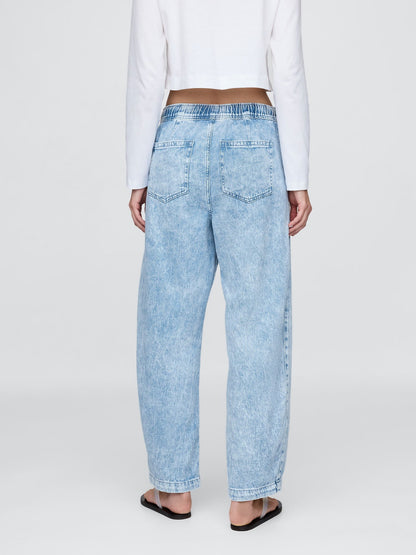 Açık Mavi High Rise Easy Barrel Jean Pantolon