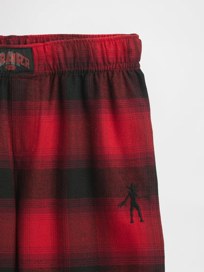 Koyu Kırmızı Stranger Things Recycled Flannel Pijama Altı