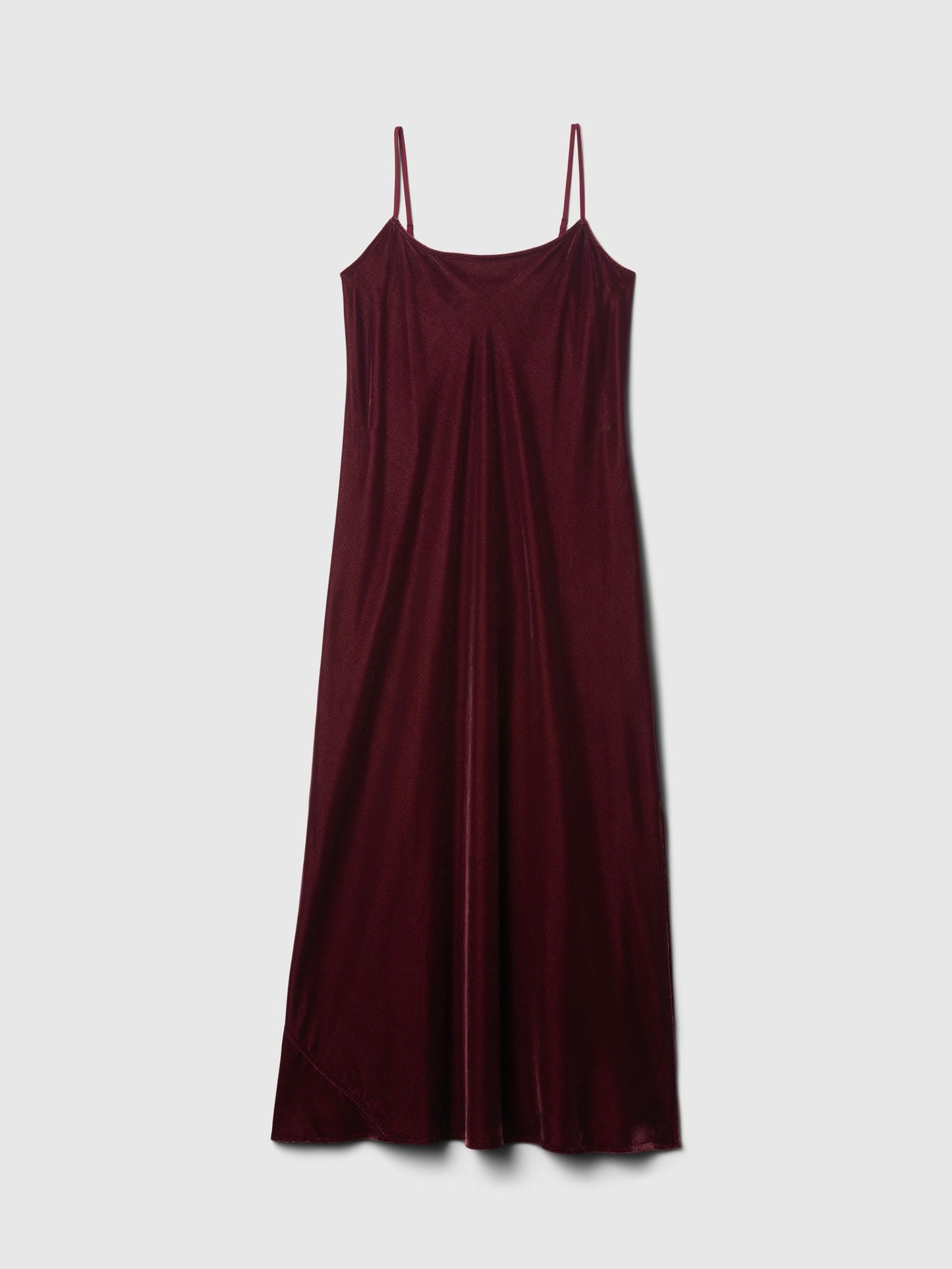 Bordo Kadife Maxi Slip Elbise