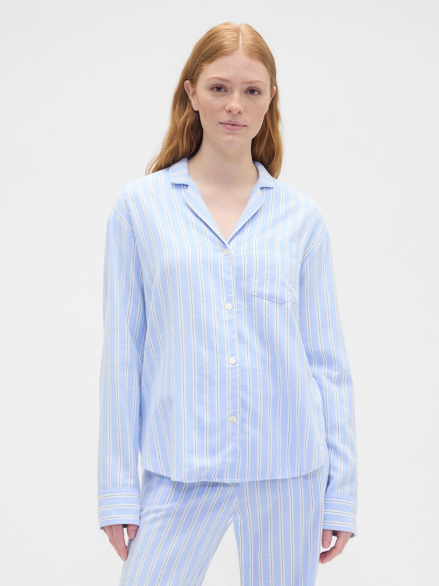 Açık Mavi Relaxed Flannel Pijama Üstü