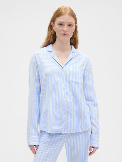 Açık Mavi Relaxed Flannel Pijama Üstü