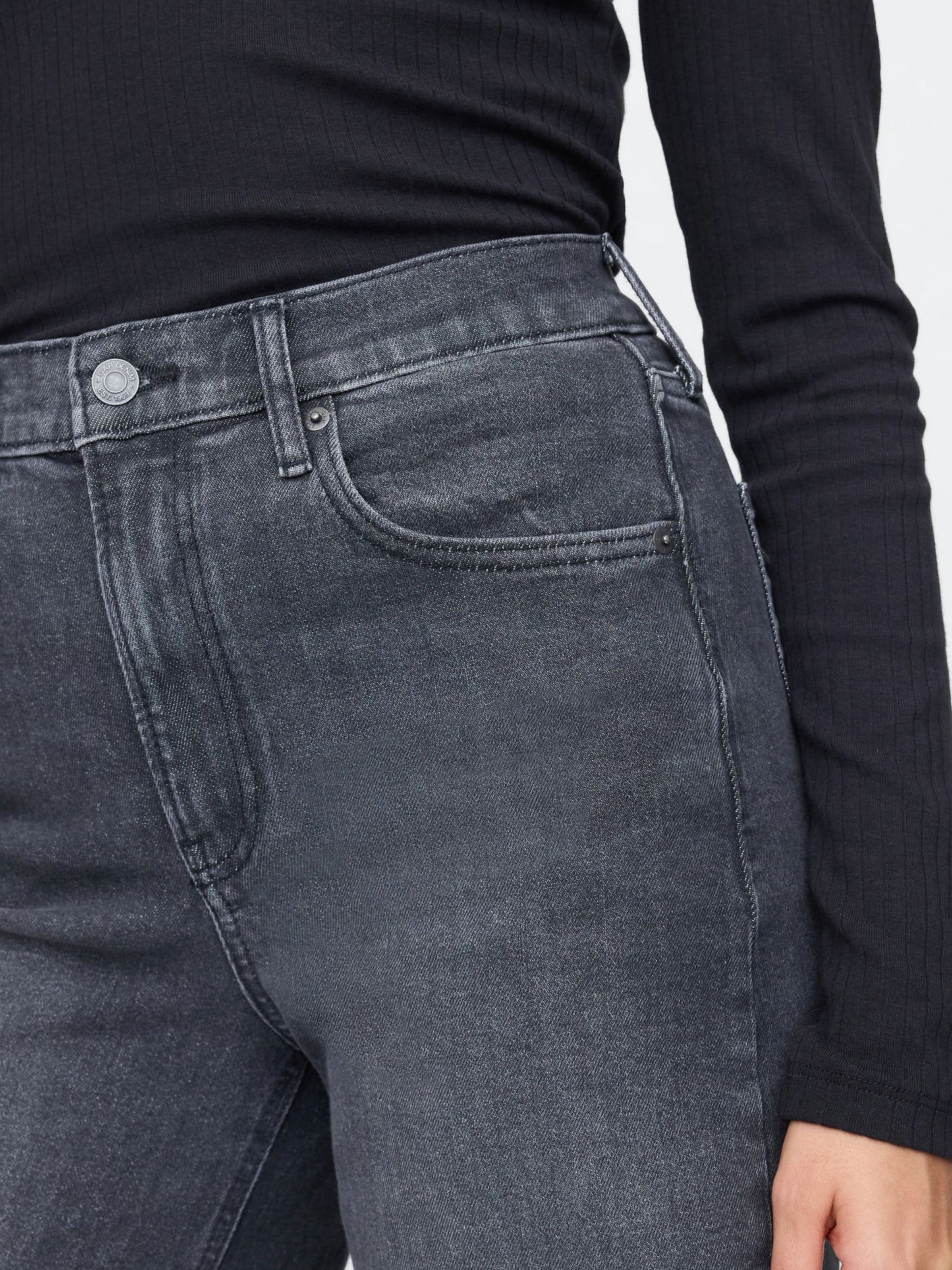 Siyah High Rise Stride Wide-leg Jean Pantolon