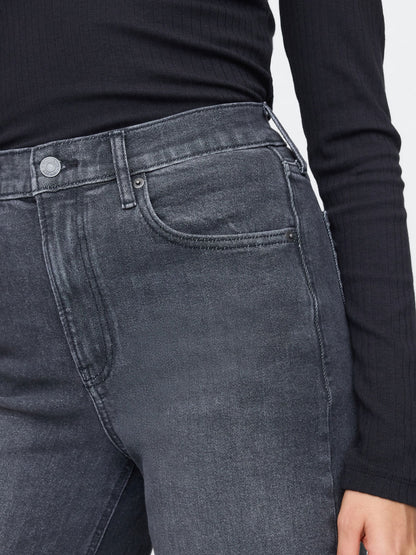 Siyah High Rise Stride Wide-leg Jean Pantolon