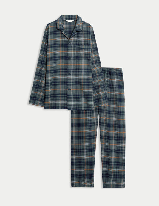 Saf Pamuklu Kareli Pijama Takımı