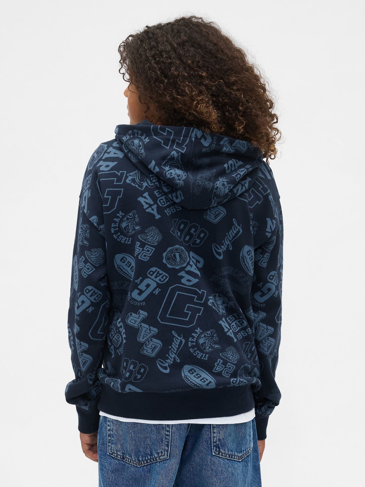 Lacivert Relaxed Gap Baskılı Sweatshirt