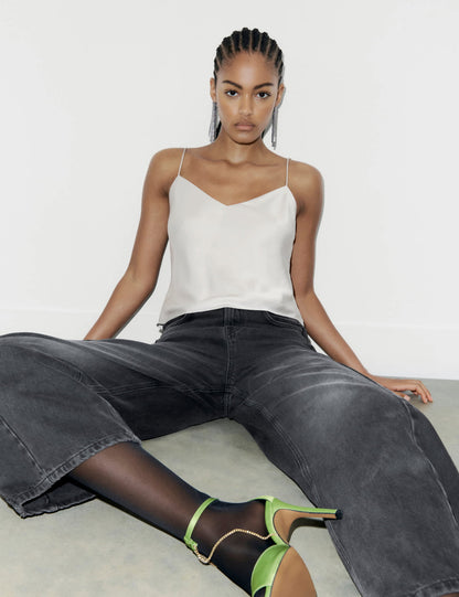 Regular Fit Saten Bluz