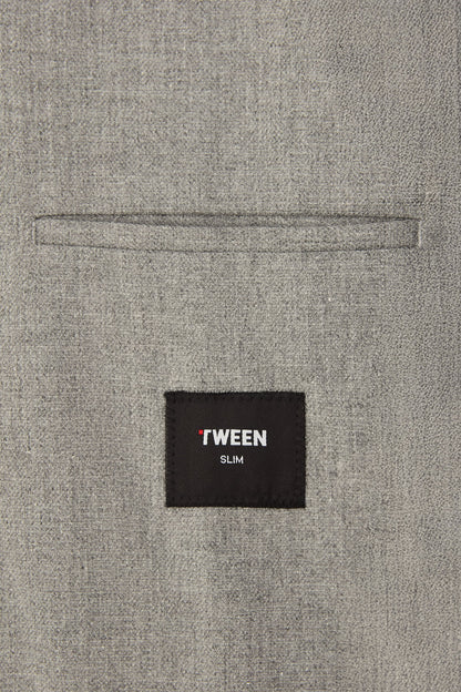 Tween Slim Fit Gri Diyogonal Kumaş Ceket
