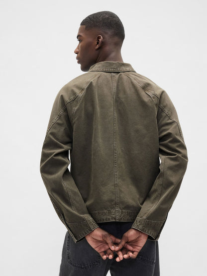Haki Canvas Denim Chore Ceket