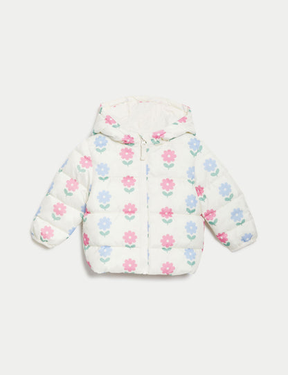 Stormwear™ Çiçek Desenli Puffer Şişme Mont (0-3 Yaş)