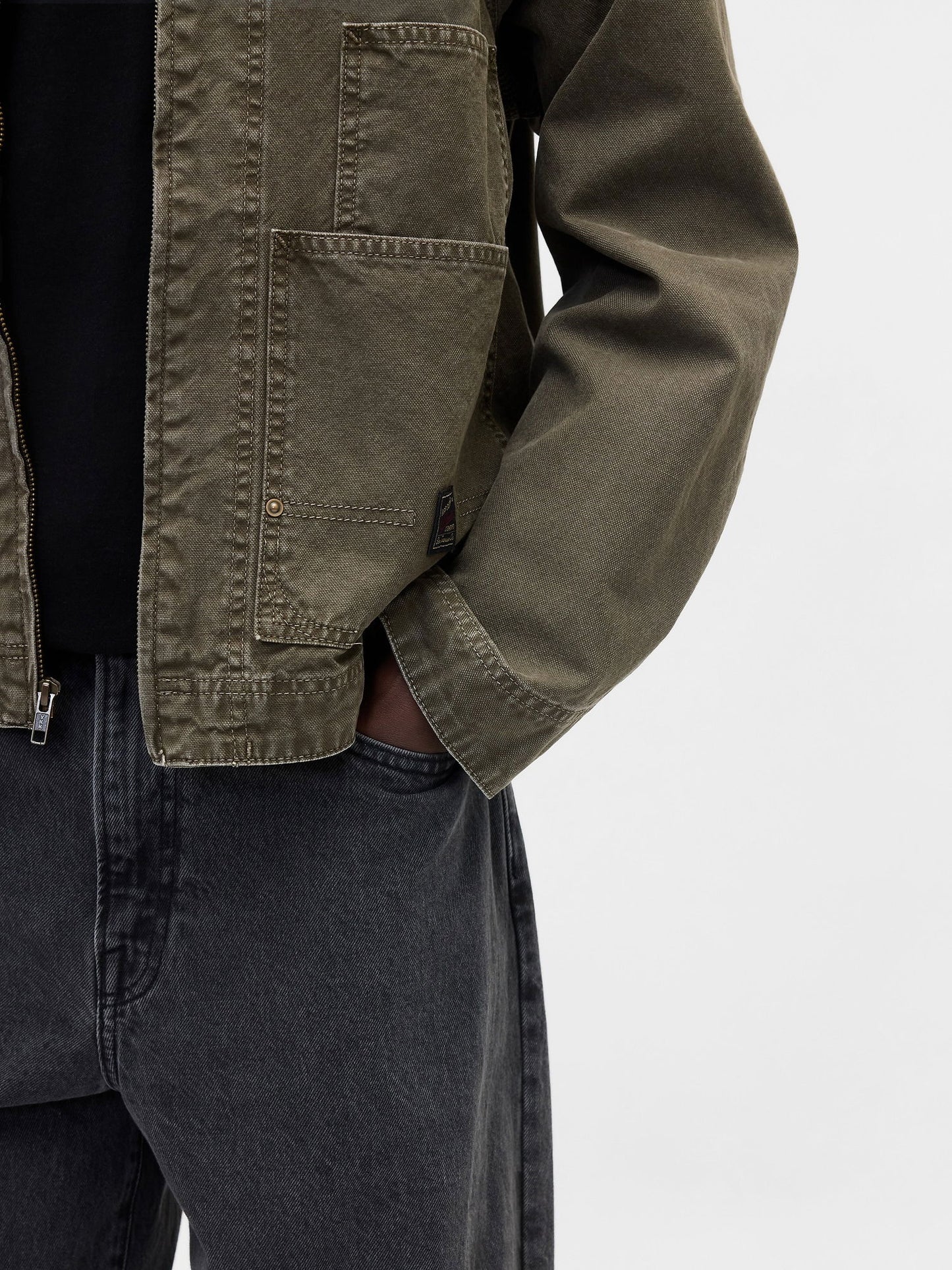 Haki Canvas Denim Chore Ceket