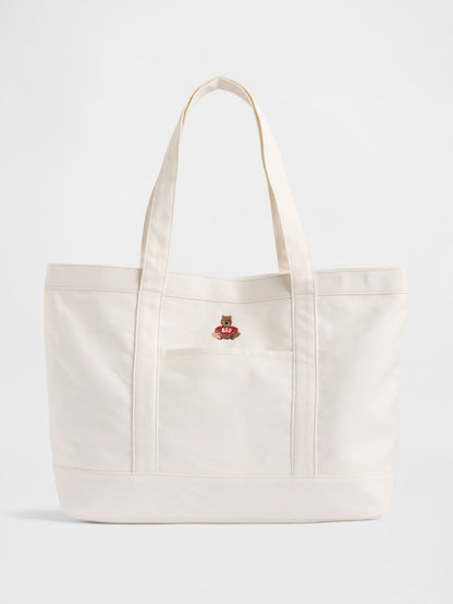 Beyaz Brannan Bear Logo Denim Tote Çanta