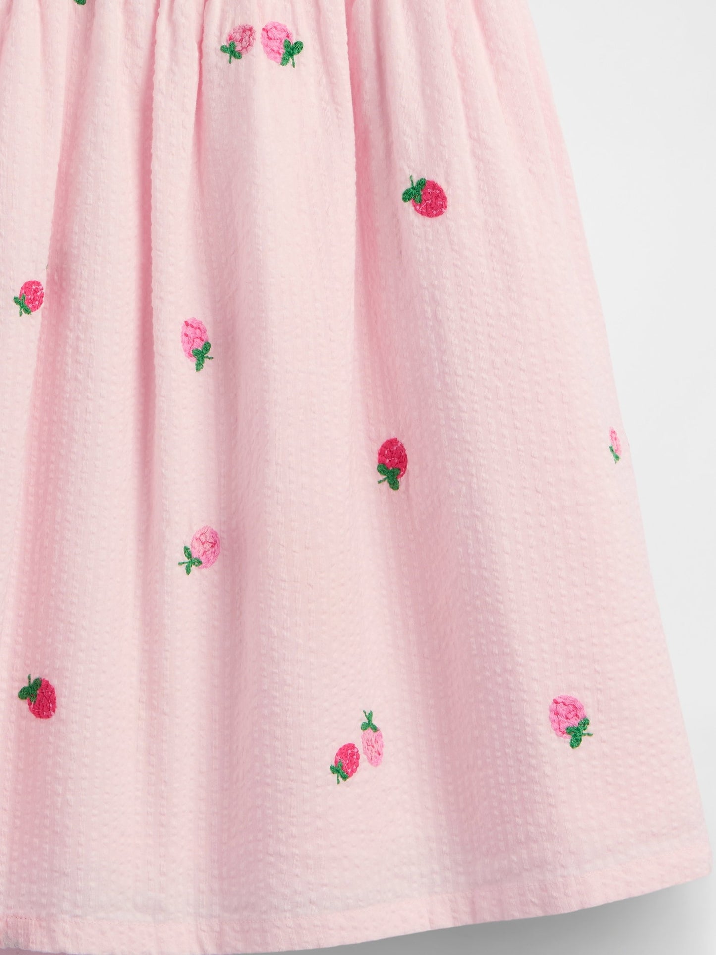 Açık Pembe Seersucker Işlemeli Elbise