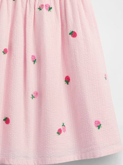 Açık Pembe Seersucker Işlemeli Elbise