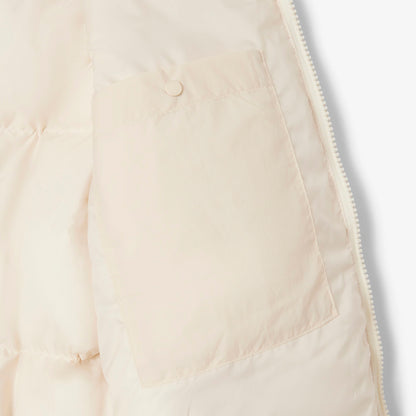 Lacoste Kadın Relaxed Fit Kapüşonlu Krem Şişme Mont