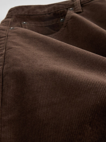 Kahverengi Corduroy Straight Pantolon