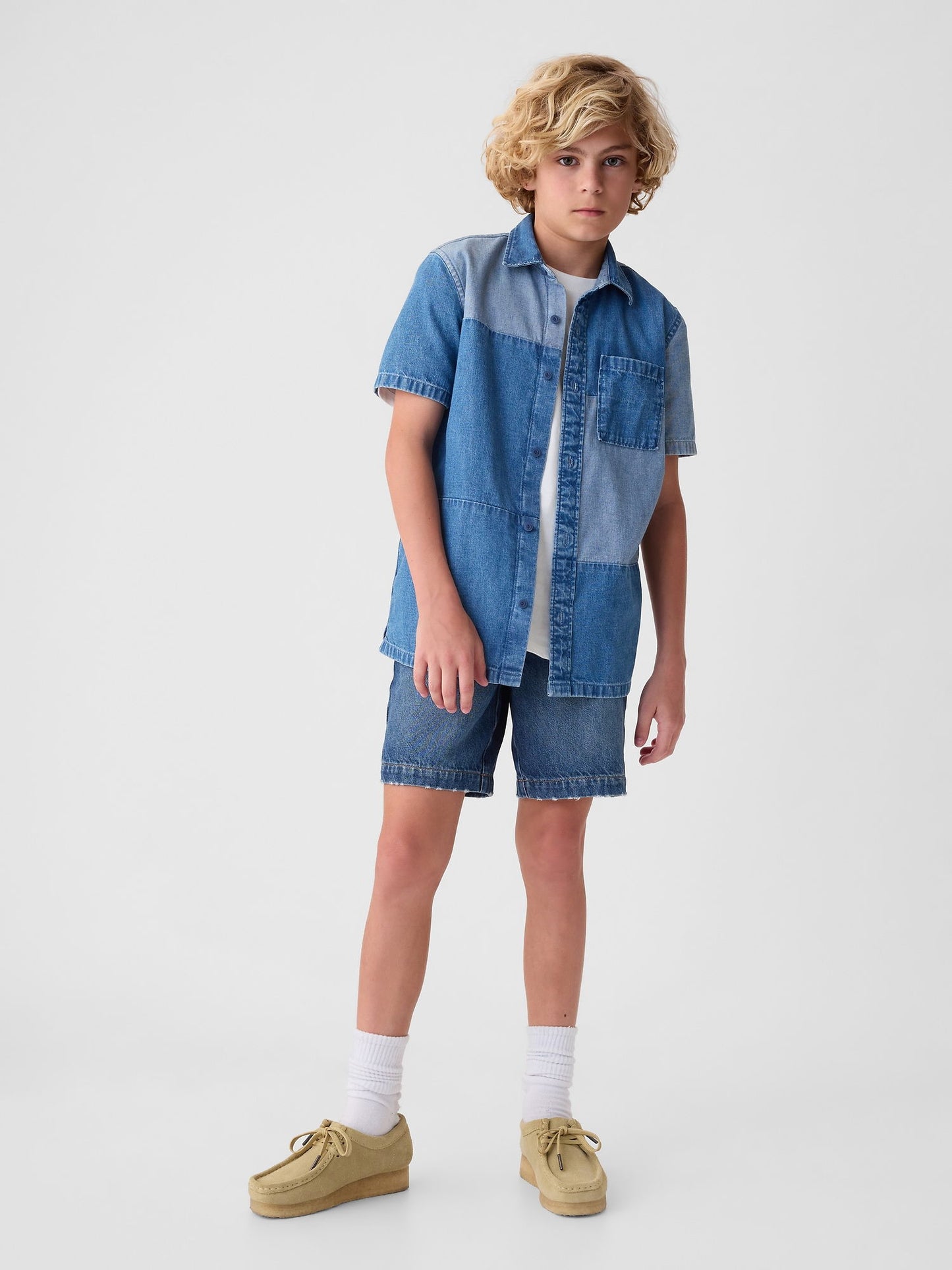 Mavi Patchwork Denim Gömlek