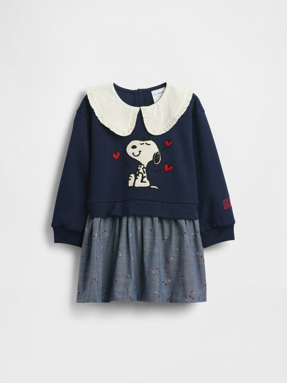 Lacivert Ruffle Yaka Sweatshirt Elbise