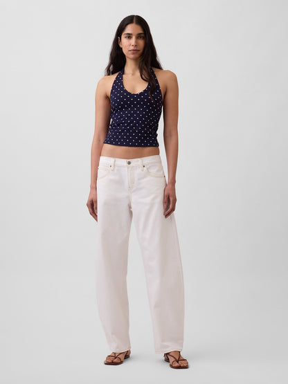 Lacivert Closeknit Halter Crop Bluz
