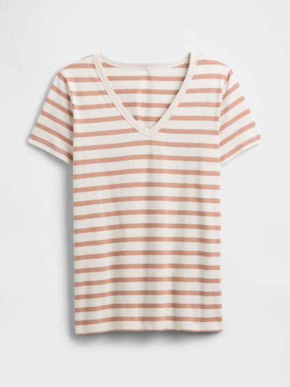 Pembe V Yaka T-shirt