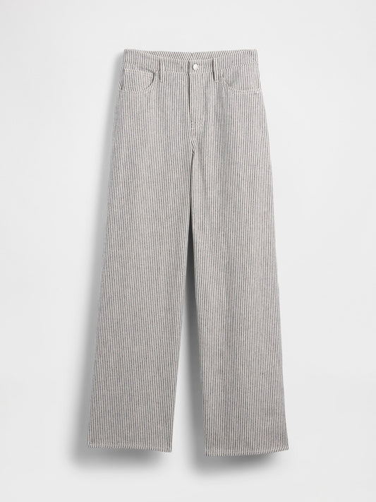 Beyaz Keten Karışımı Wide-leg Pantolon