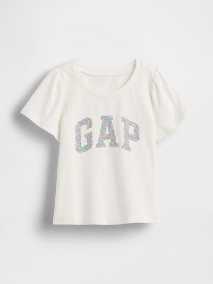 Beyaz Mix & Match Çiçek Desenli Logo T-shirt