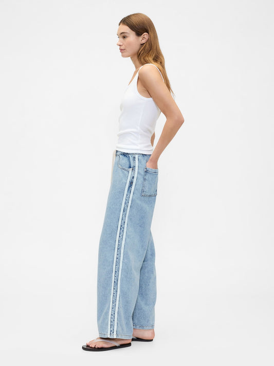 Mavi High Rise Pull-on Stripe Wide-leg Jean Pantolon